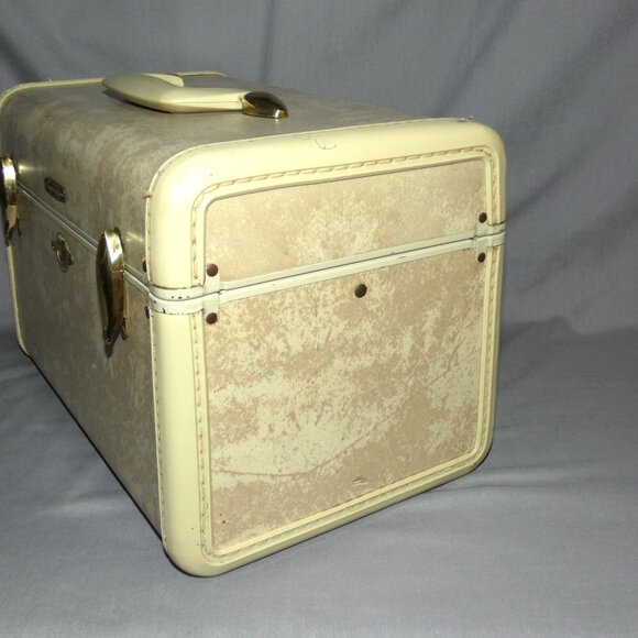 Vintage Samsonite Tan Marble Hard Side Train Case Style 4512 - Picture 3 of 11